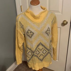 Vintage “80s” Together Yellow and Gray Women's Sweater